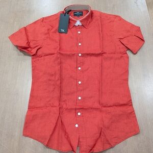 Mens Rodd Gunn "Grey Lynn" Fit Linen SS Button Up Shirt Mandarin XL